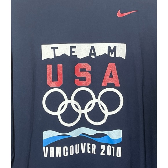 Nike Team USA T-Shirt Men's XXL Navy Blue Loose Fit Olympics Vancouver 2010 - Picture 2 of 4